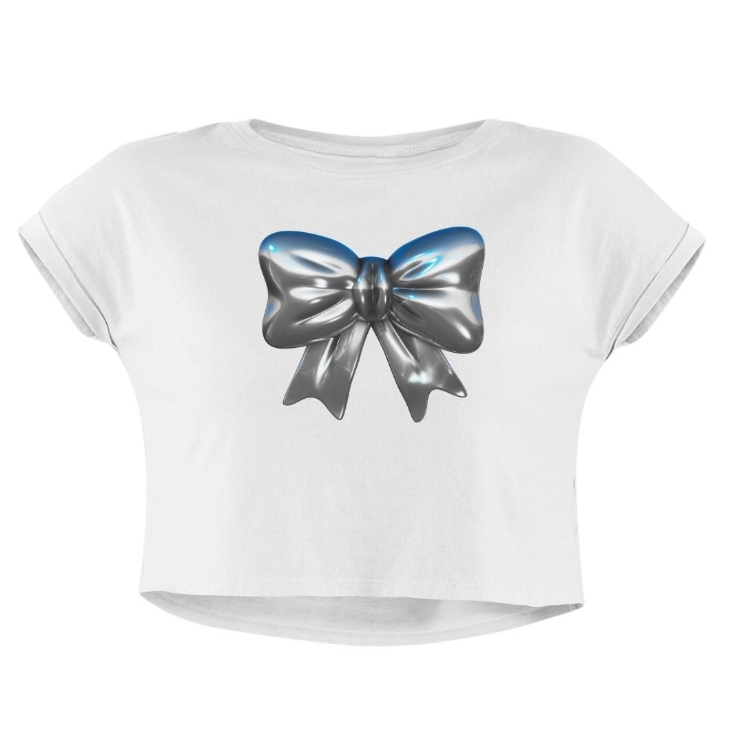 METALLIC BOW CROP TOP